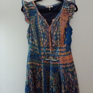 Lucy & co. paisley lined blue midi dress sz Large